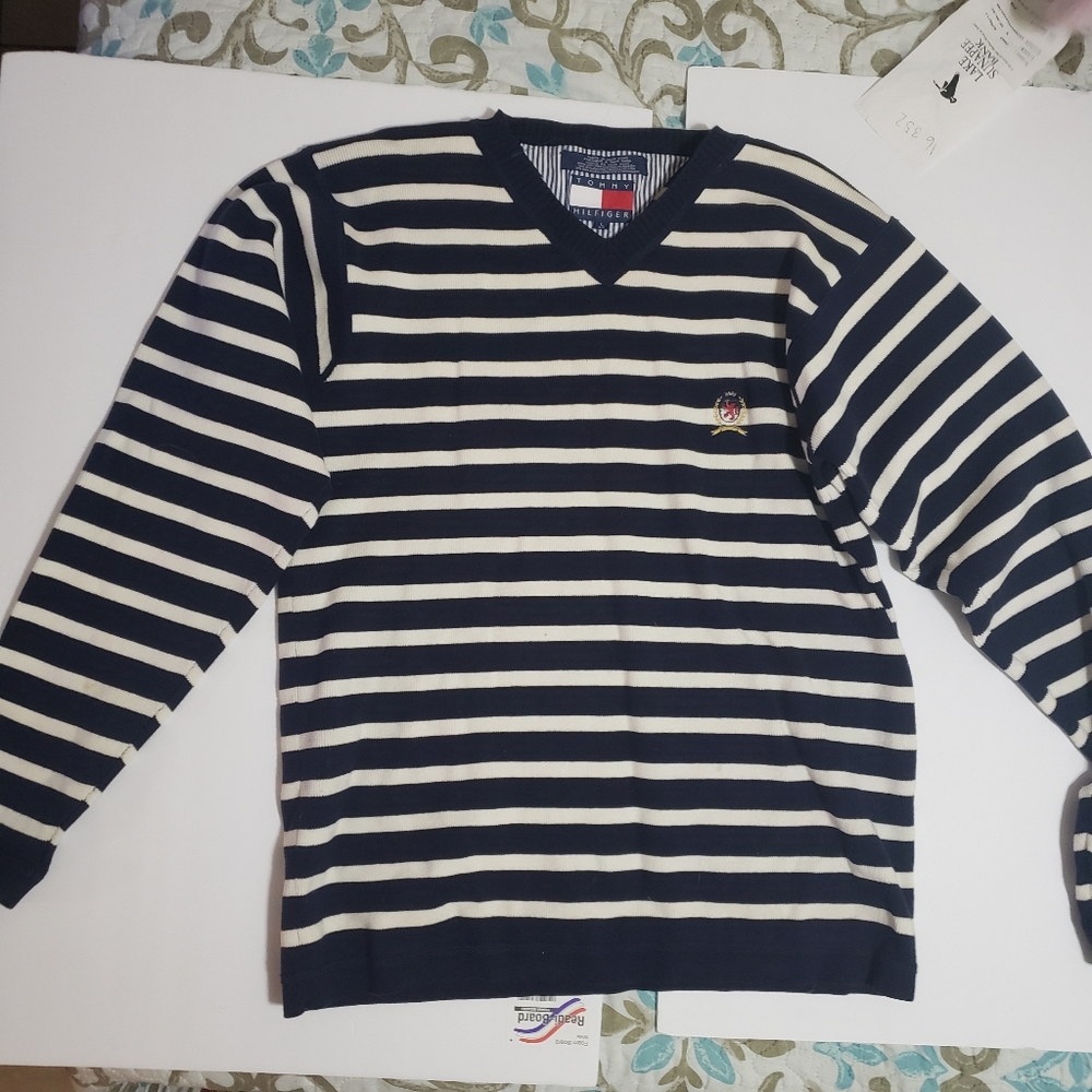 Vintage Tommy Hilfiger Heavy Cotton V Neck Cable H